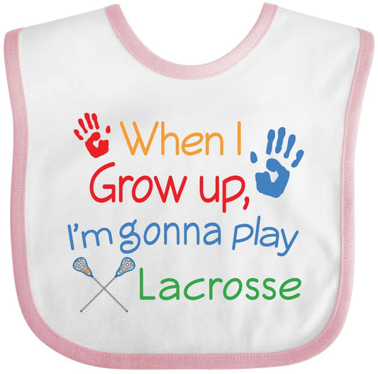 Inktastic Lacrosse Baby Bib With Sticks And Handprint Design
