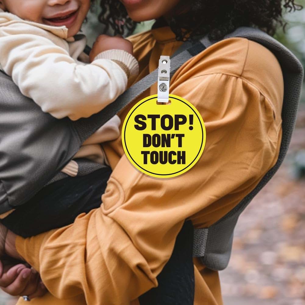 Pligreat Yellow Don't Touch Baby Signs (2 Pack) for Stroller and Car Seat