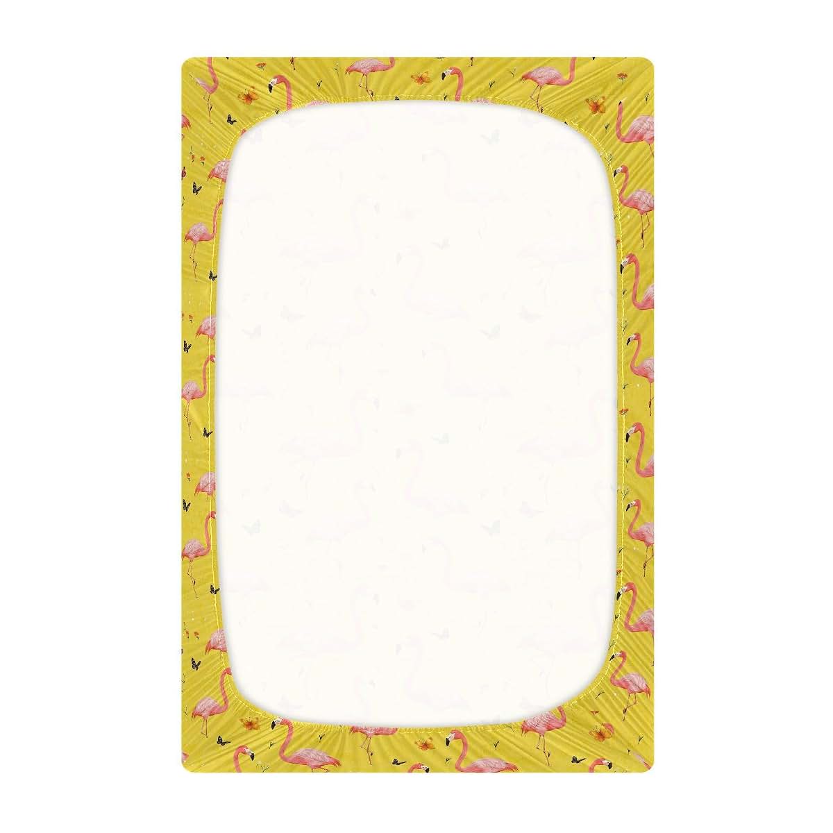 Crib Fitted Sheet For Standard Crib And Toddler Mattress 52x28in Sweet Flamingo