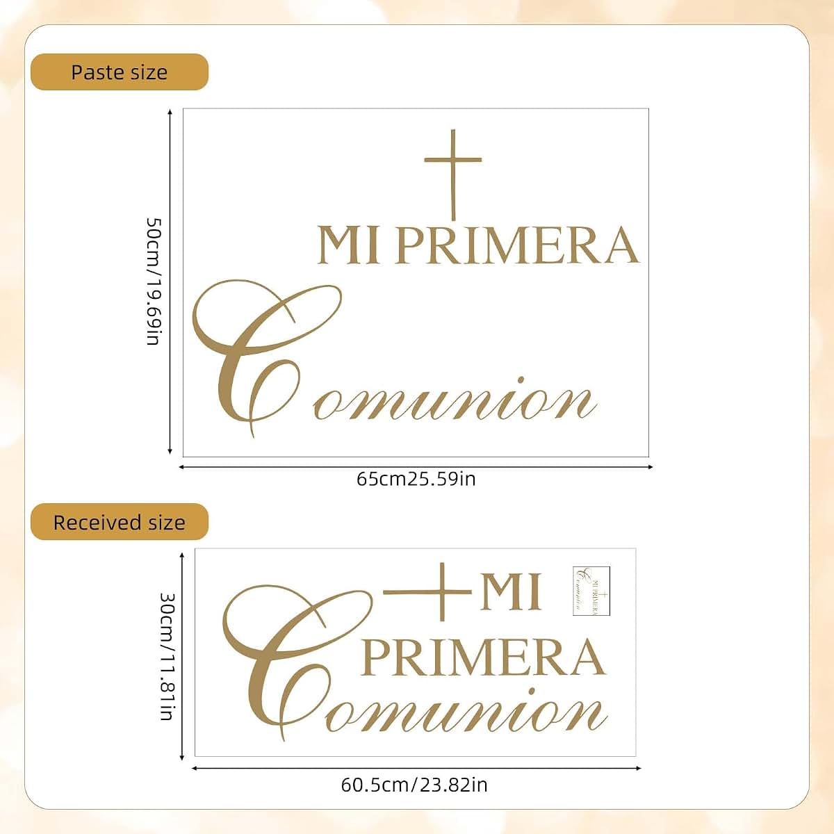 Mi Primera Comunion Decoration Sticker, PVC First Communion Wall Decal for Baptism Baby Shower