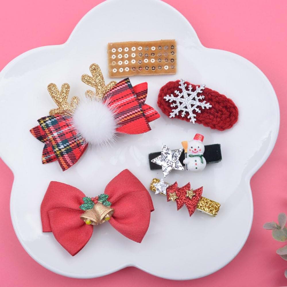 MerciBand Handmade Merrychry Hair Clip Set of 6 Snap Clips, Christmas Limited, Made in Korea