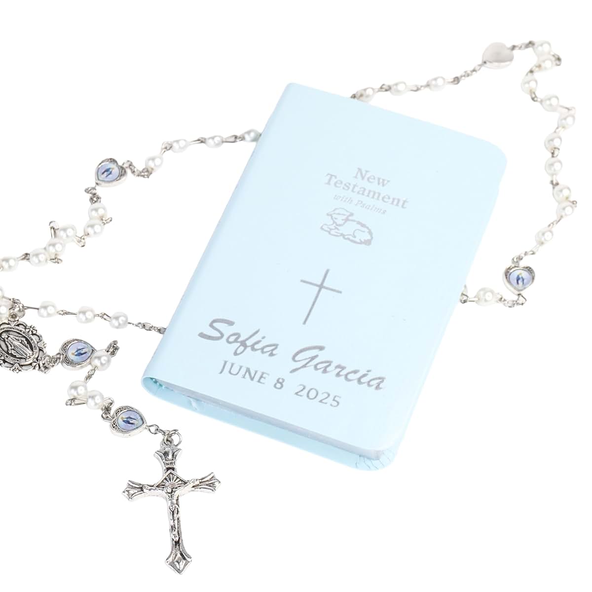 LIGHTIT STUDIO Personalized Baby Bible, Pocket New Testament, Custom Engraved Christening Baptism Gifts Keepsake with