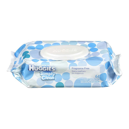 Huggies Simply Clean Baby Wipes, Unscented Tub Dispenser, 64 Count (Pack of 8)