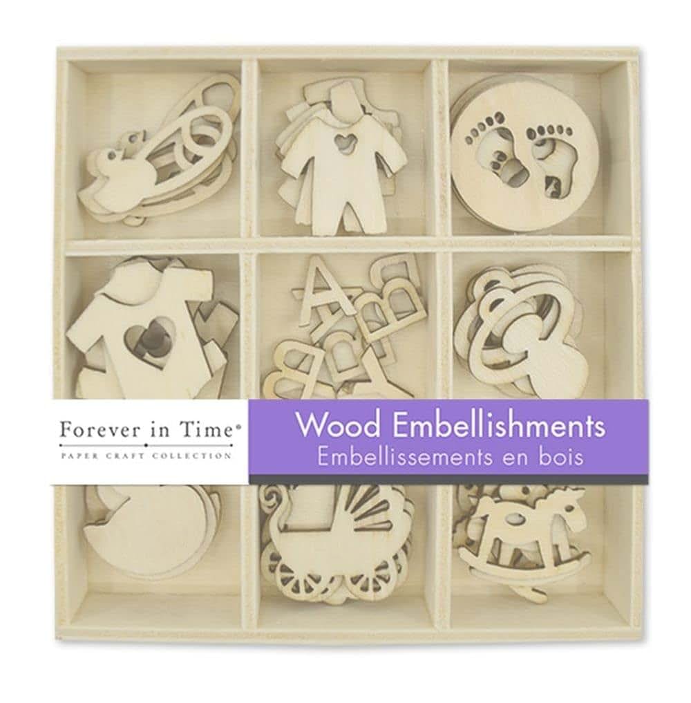 BabyOneStop Mini Wood Shape Cutouts 45 Pieces