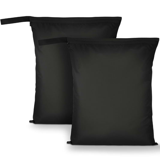 AOOSA 2PCS Wet Bags, Waterproof Travel Laundry Bag, Cloth Diaper Bags-Black