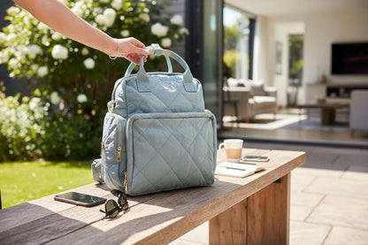Tristan Home Quilted Diaper Bag Backpack for Maternity and Travel Organization