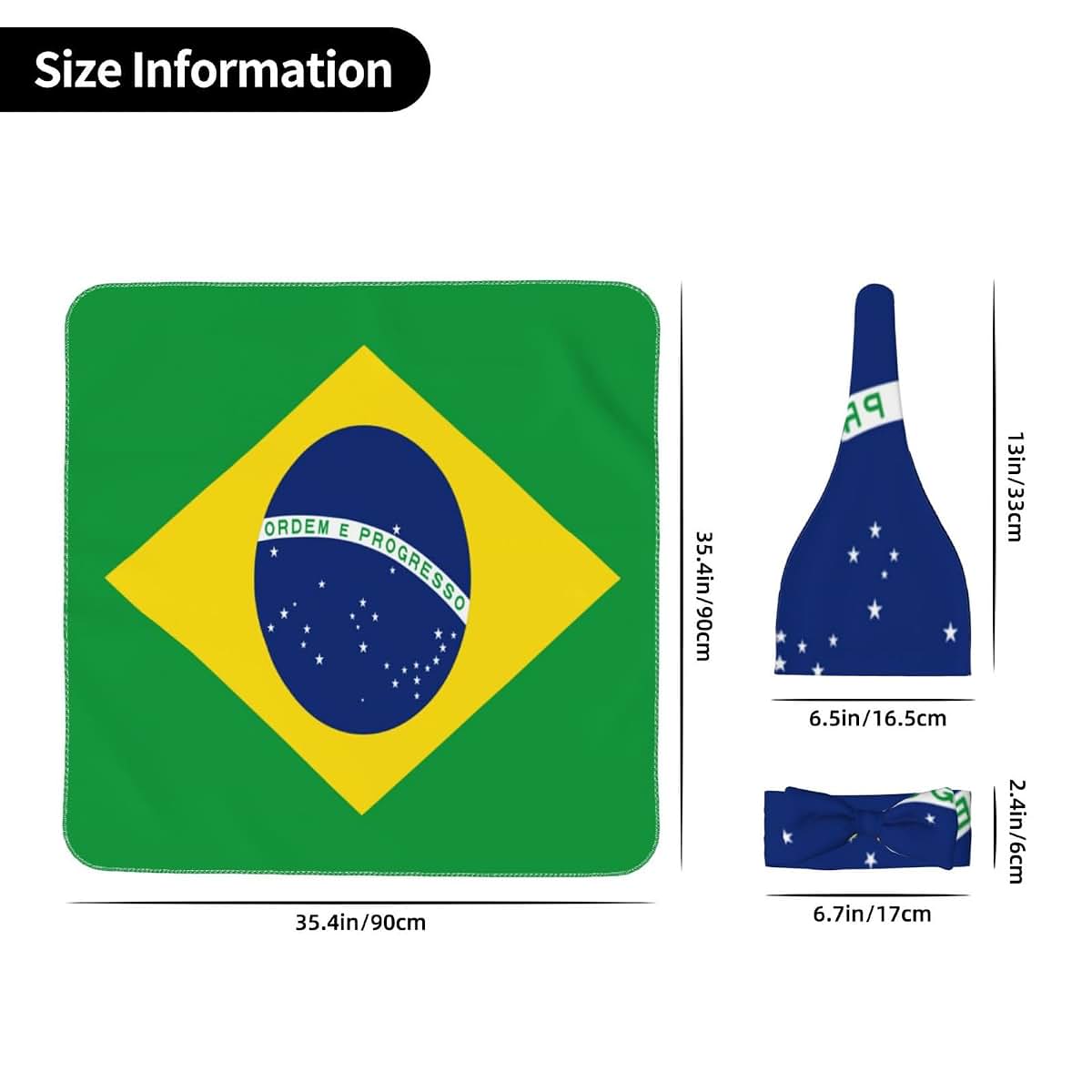 Hepbak Brazil Flag Baby Swaddle Blanket And Headband Set (photo 4)