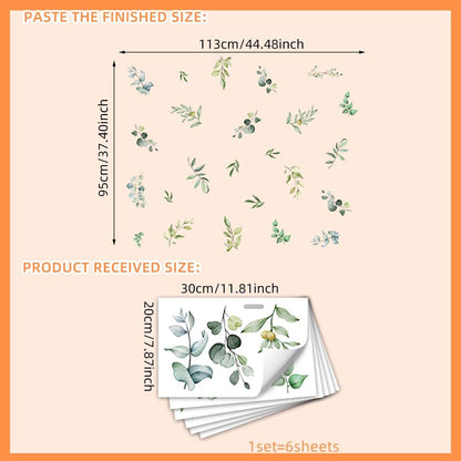 Green Leaf Wall Decals for Nursery and Living Room Decor