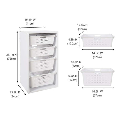 Kids Sliding Bin Organizer with 4 Pull-Out Storage Bins