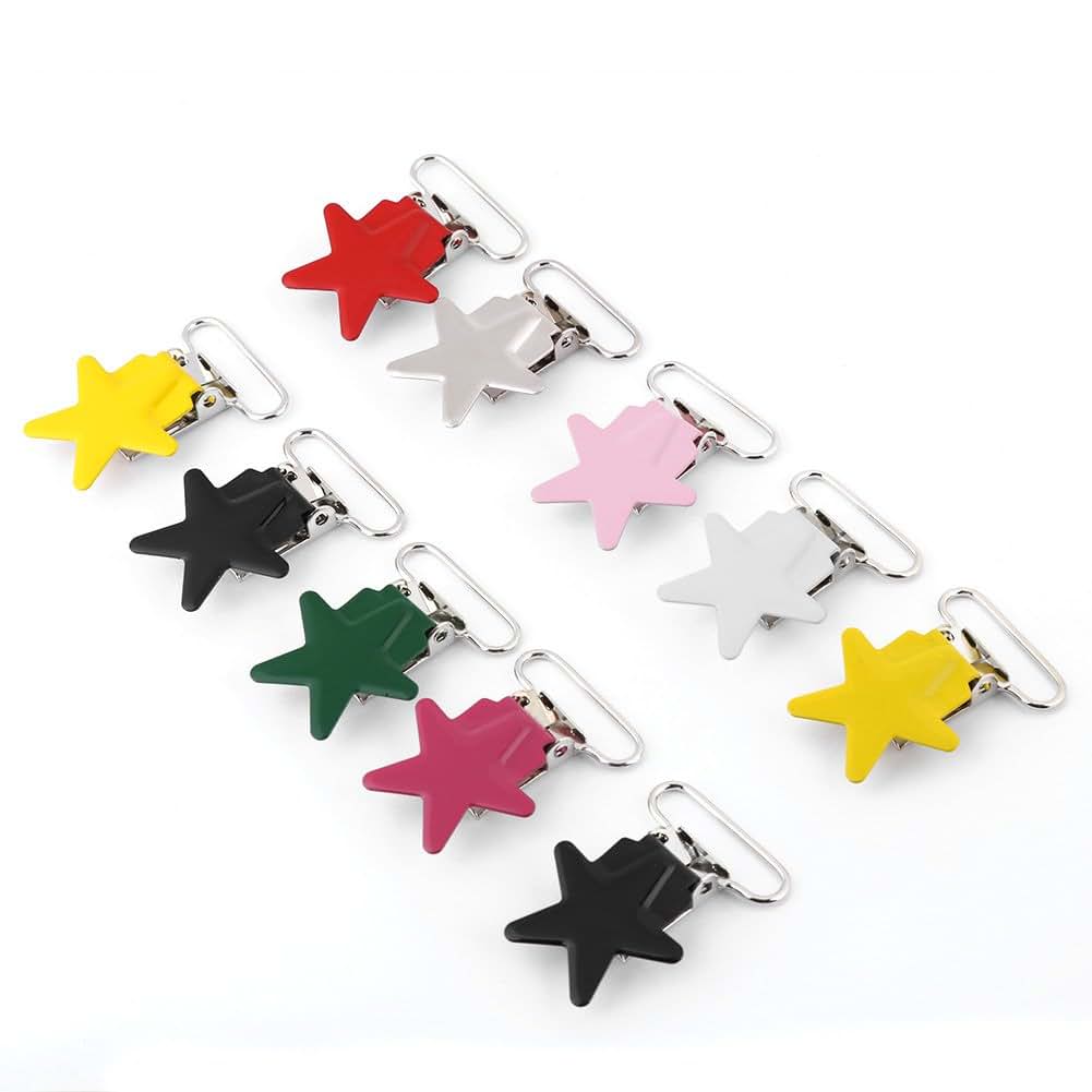 Miskall Pacifier Clips, 10-Piece Metal Round Suspender Strap Holders (photo 2)