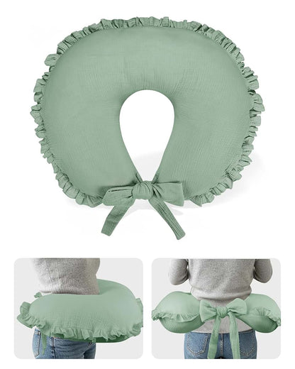 Muslin Nursing Pillow Cover, Soft & Breathable for Breastfeeding, Green(Only Cover)