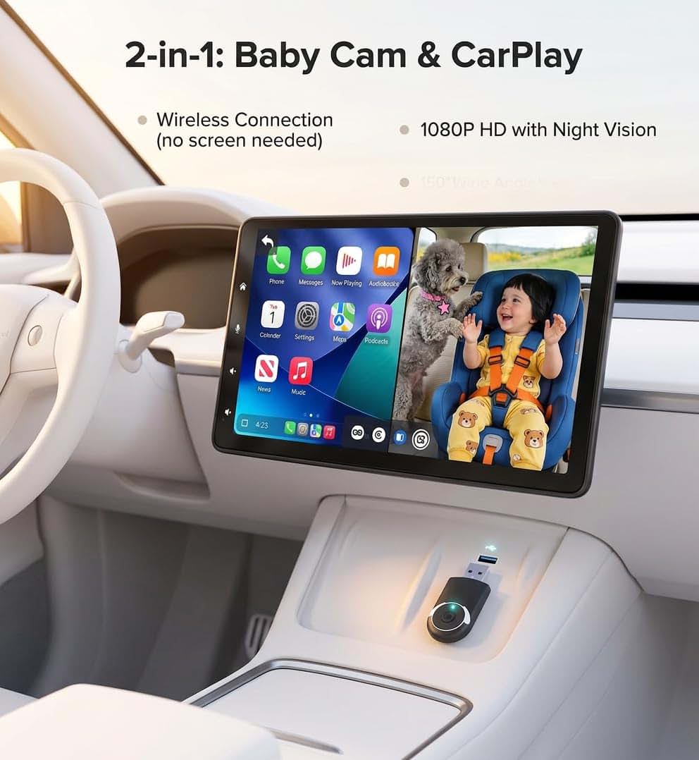 Cabin Care Baby Car Camera With Wireless CarPlay Adapter