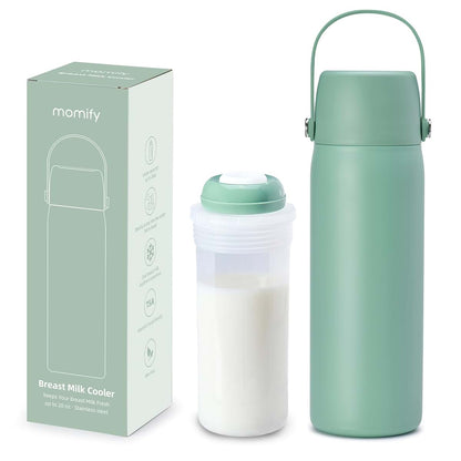 Momify 36-Hour Portable Breastmilk Storage Bottle, 20oz Vacuum Insulated Stainless Steel Breast Milk Cooler Bottle, TSA