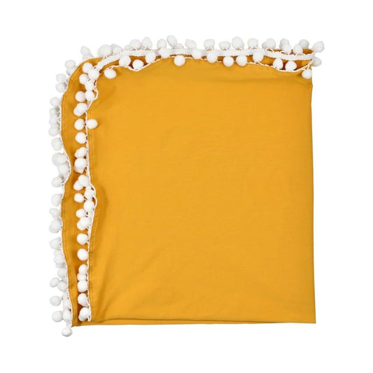 JHION Newborn Baby Blanket with Pompom Fringe Baby Swaddle Soft and Lightweight Crib Blanket Receiving Blanket for Baby