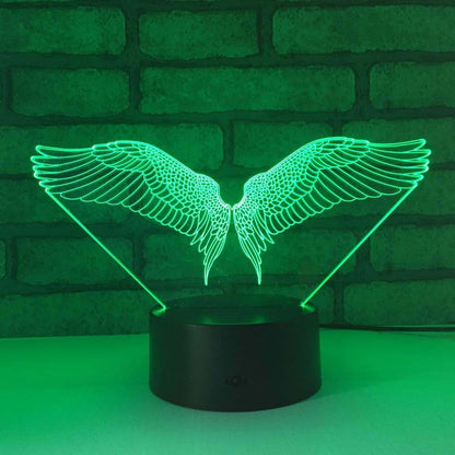 Jinnwell 3D Angel Wing Night Light Lamp Illusion Night Light 7 Color Changing Touch Switch Table Desk Decoration Lamps