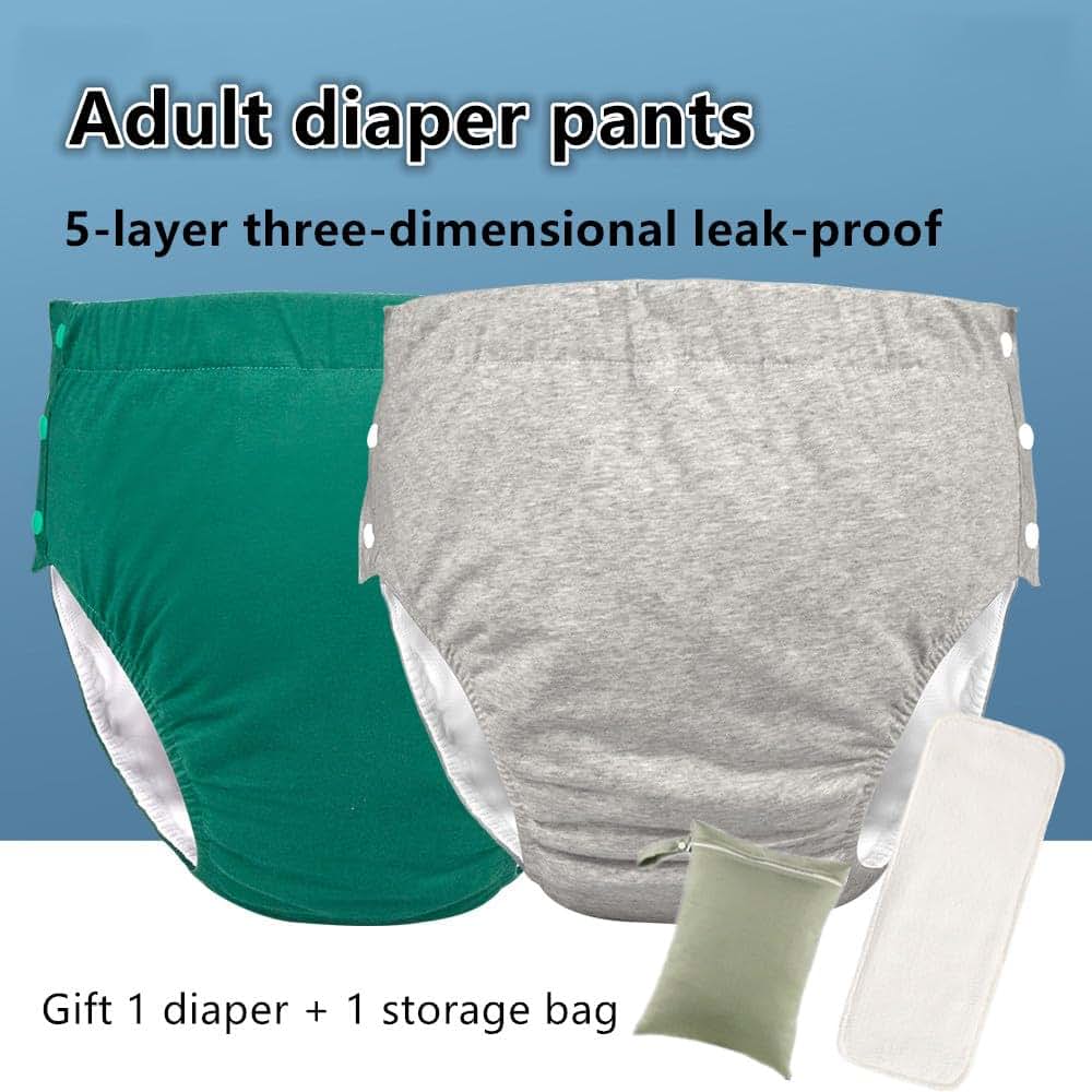 Larotsuba Unisex Reusable Adult Cloth Diaper Green X-Large (photo 2)