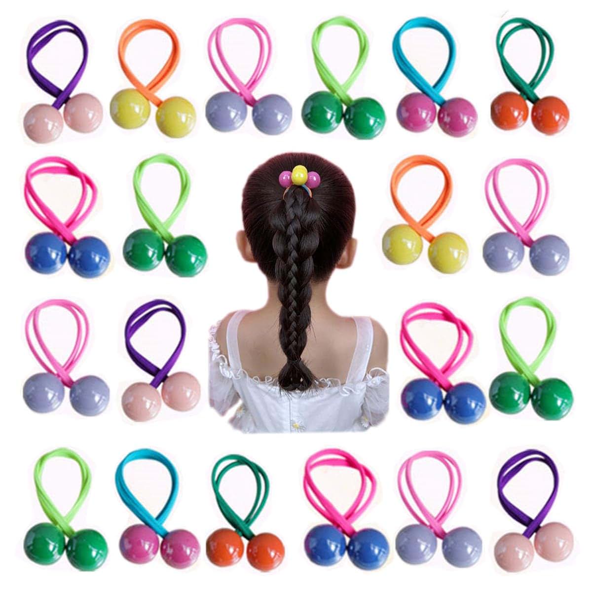 Snadulor 24 Piece Double Ball Hair Ties For Girls