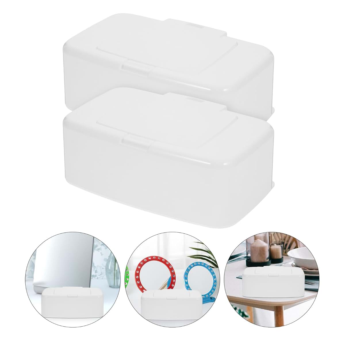 HOLIDYOYO Travel Wipes Dispenser Box, 2-Pack Portable Refillable Plastic Storage for Home & Travel