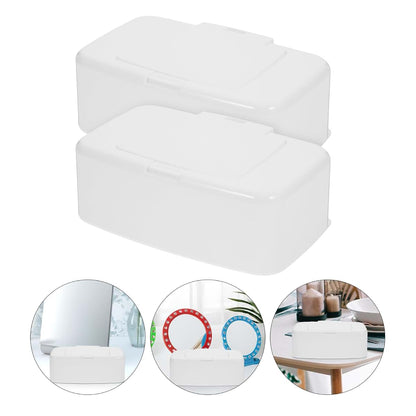 HOLIDYOYO Travel Wipes Dispenser Box, 2-Pack Portable Refillable Plastic Storage for Home & Travel
