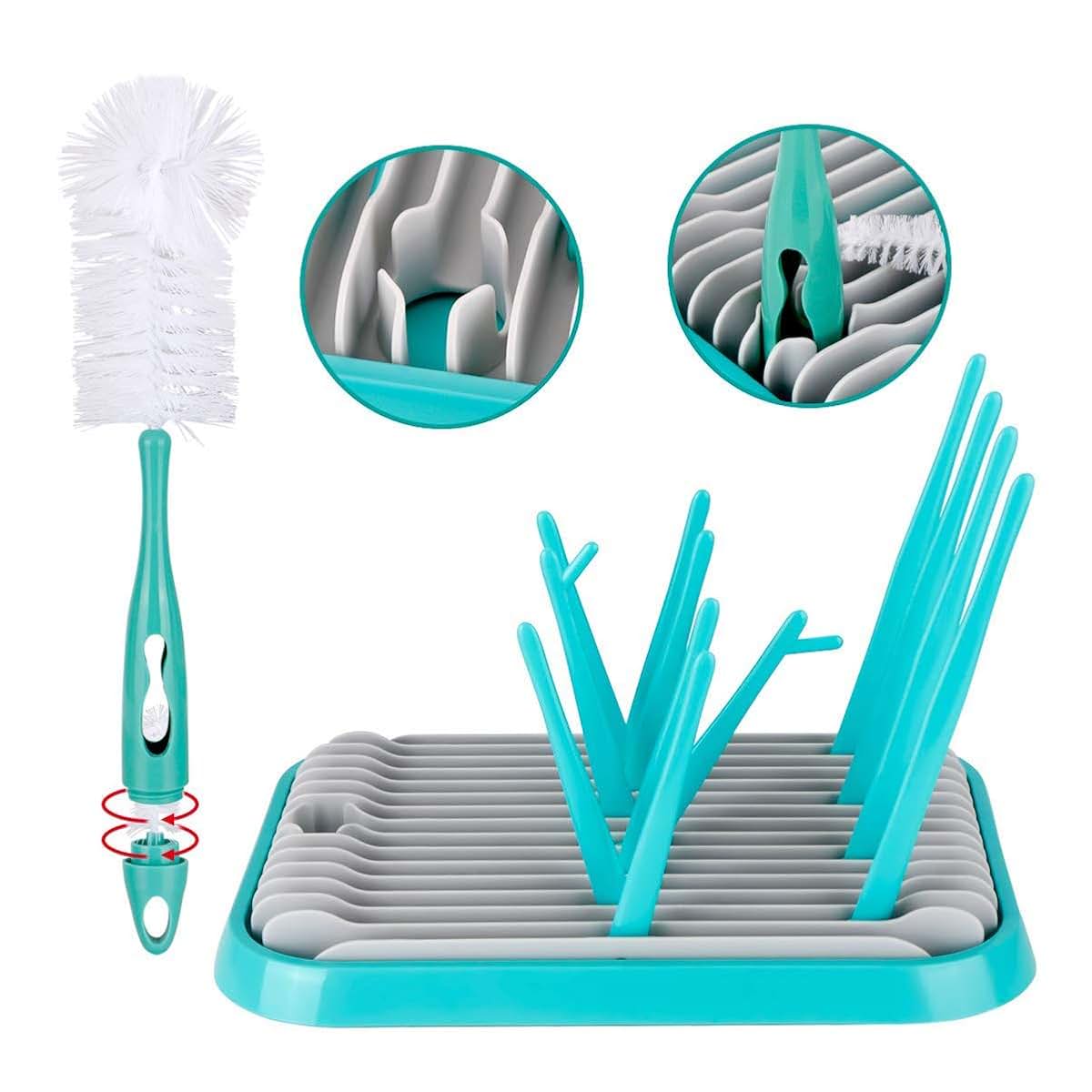 Hestier Baby Bottle Drying Rack with Bottle Cleaning Brush Set/Plastic Bag and Bottle Dryer - Drying Rack and The