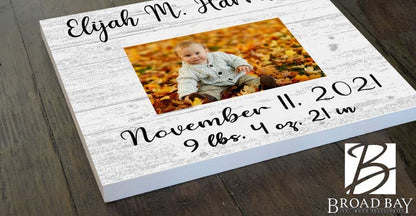 Broad Bay Newborn Baby Frame Alternative - Personalized Solid Wood