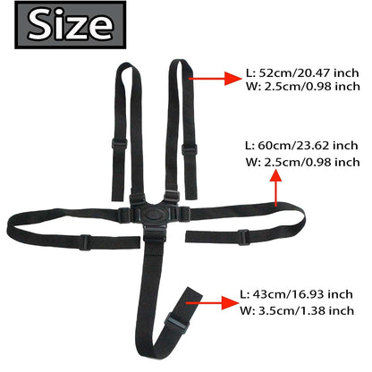 Universal 5 Point Harness Strap, Adjustable Harness Belt For High Chair And Stroller