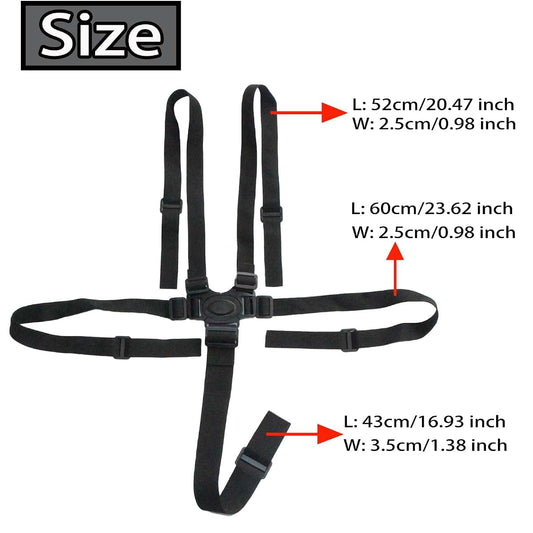 Universal 5 Point Harness Strap, Adjustable Harness Belt For High Chair And Stroller