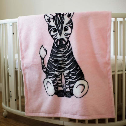 Denali Ultimate Comfort Baby Blanket - Hand-Stitched Microplush, Made in USA, Pink Zebra