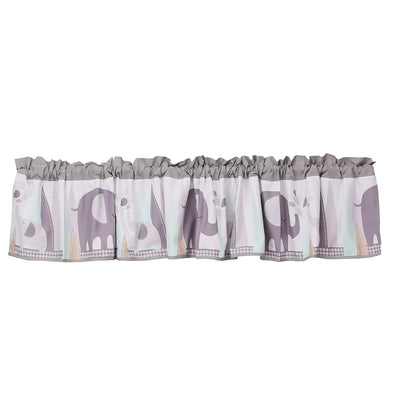 CribMATE Elephant Print Nursery Window Valance Unisex Grey 90 x 15 In