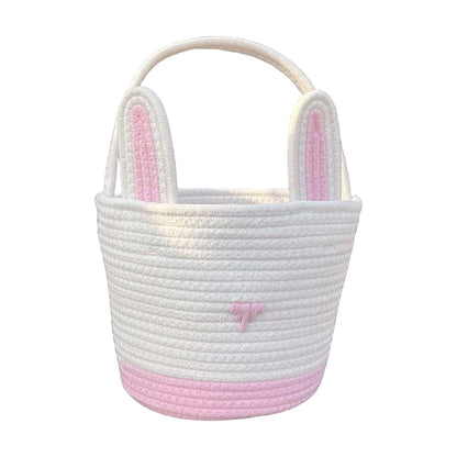 Vmohuyktx Cotton Rope Easter Basket with Rabbit Ears