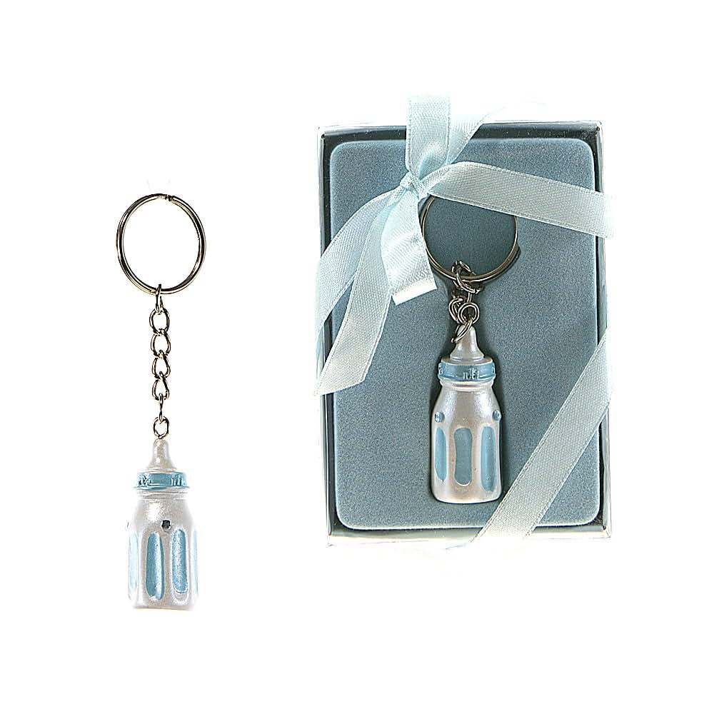Lunaura Baby Bottle Key Chain Favors - Set Of 12 Blue Keepsakes