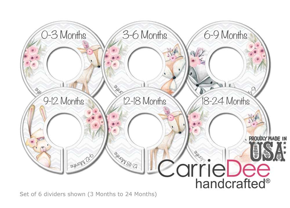 CarrieDee Handcrafted Woodland Baby Closet Dividers, Set of 6
