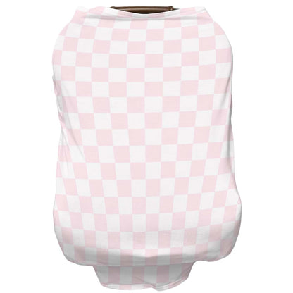 Selgkds Pink and White Checkered ﻿Baby Car Seat Covers for Boys Girls Gingham Plaid Checkerboard All-in-1 Soft Nursing
