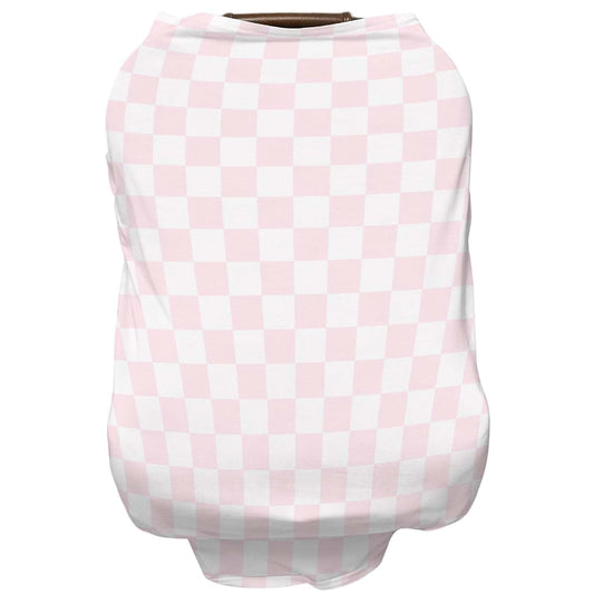 Selgkds Pink and White Checkered ﻿Baby Car Seat Covers for Boys Girls Gingham Plaid Checkerboard All-in-1 Soft Nursing