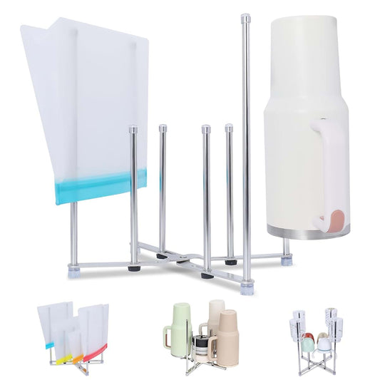 Goging Plastic Bag Drying Holder, Bottle Drying Rack, Multifunctional Kitchen Grocery Bag Stand, Collapsible Cup