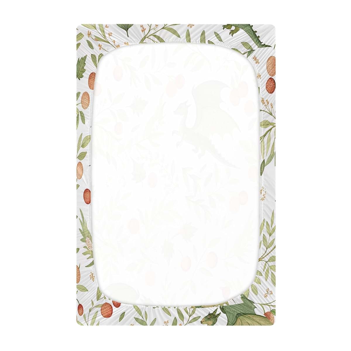 FUGIDOG Fitted Playard Sheet, Mini Crib Sheet 39x27 Inch with Elastic Fit, Baby Dragon Print