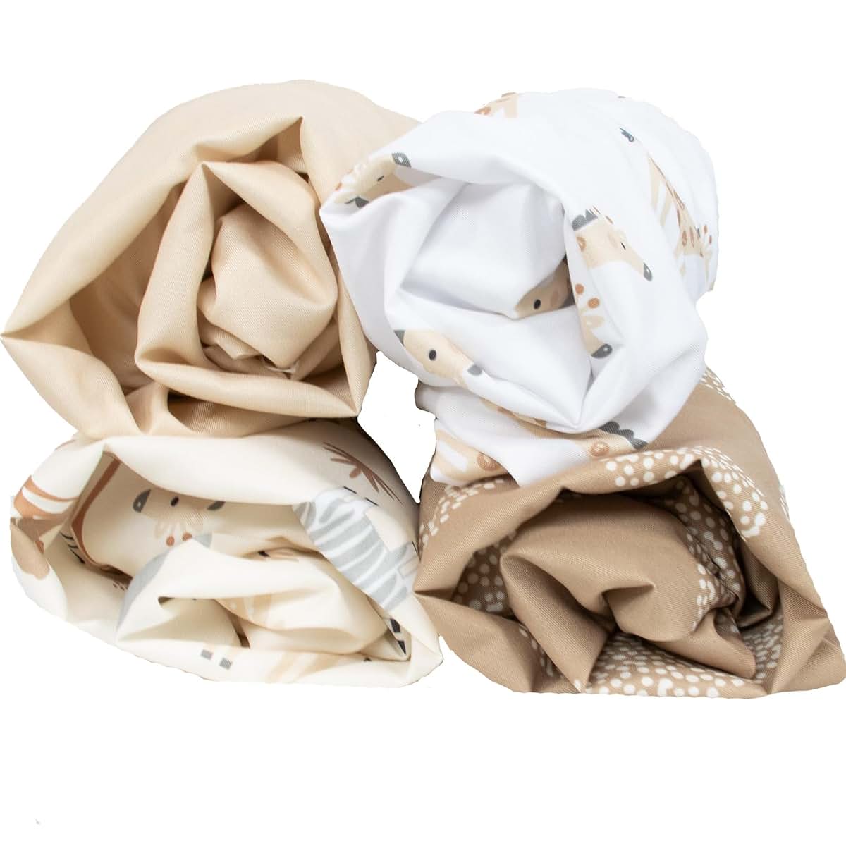 The Peanutshell 4-Pack Safari Neutral Bassinet Fitted Sheets Set