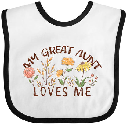 InkTastic My Great Aunt Loves Me Baby Bib | Floral Print Cotton Accessory