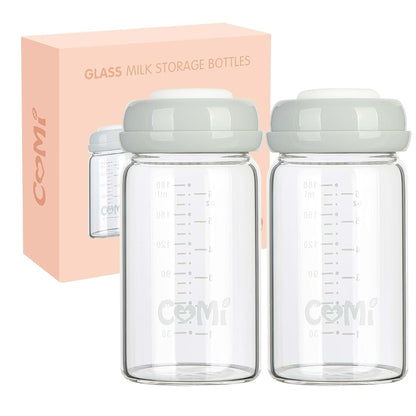 COMI Natural Glass Baby Bottle And Breastmilk Storage Bottle 6oz 2-Pack