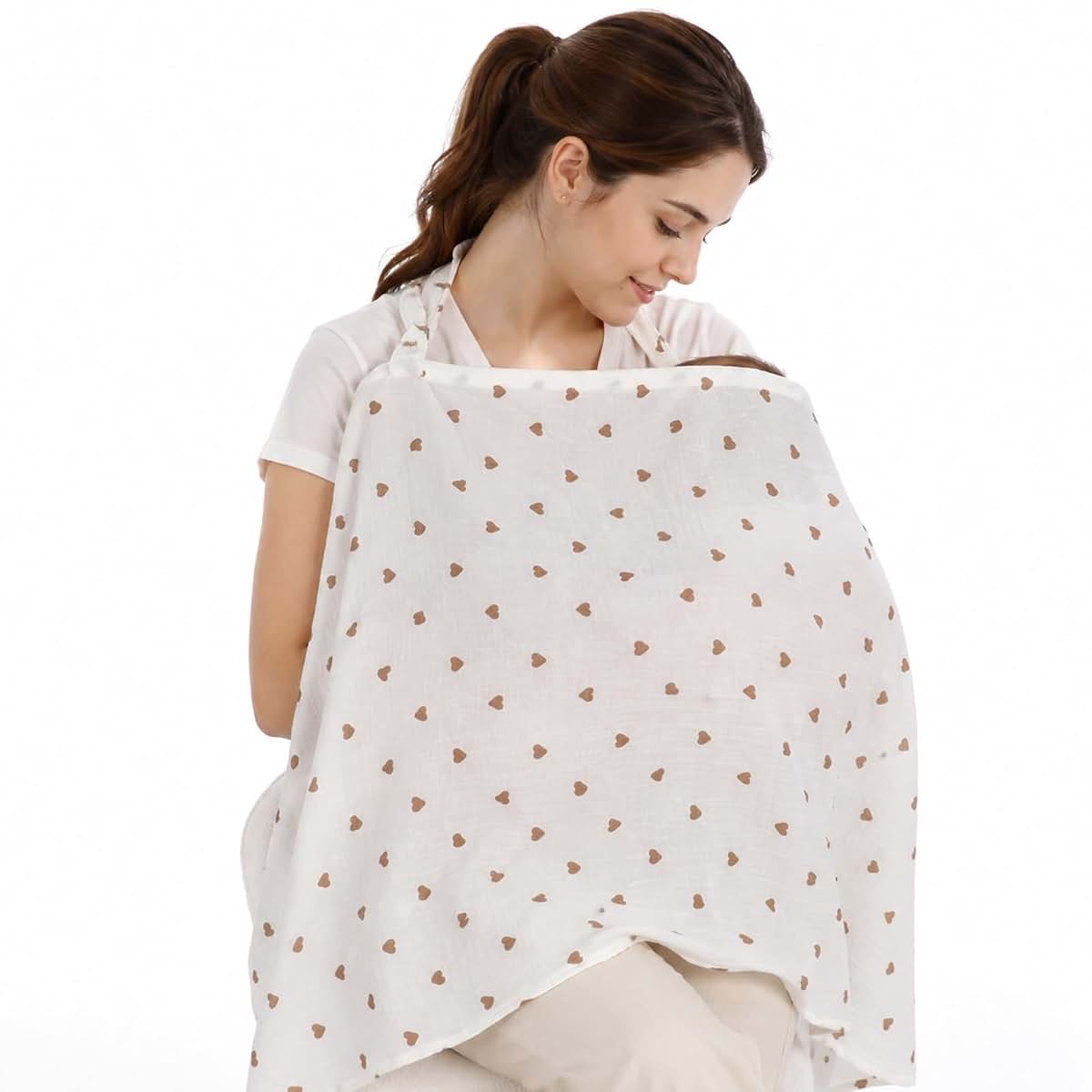 Hadnves Muslin Nursing Covers for Breastfeeding Breathable Cotton