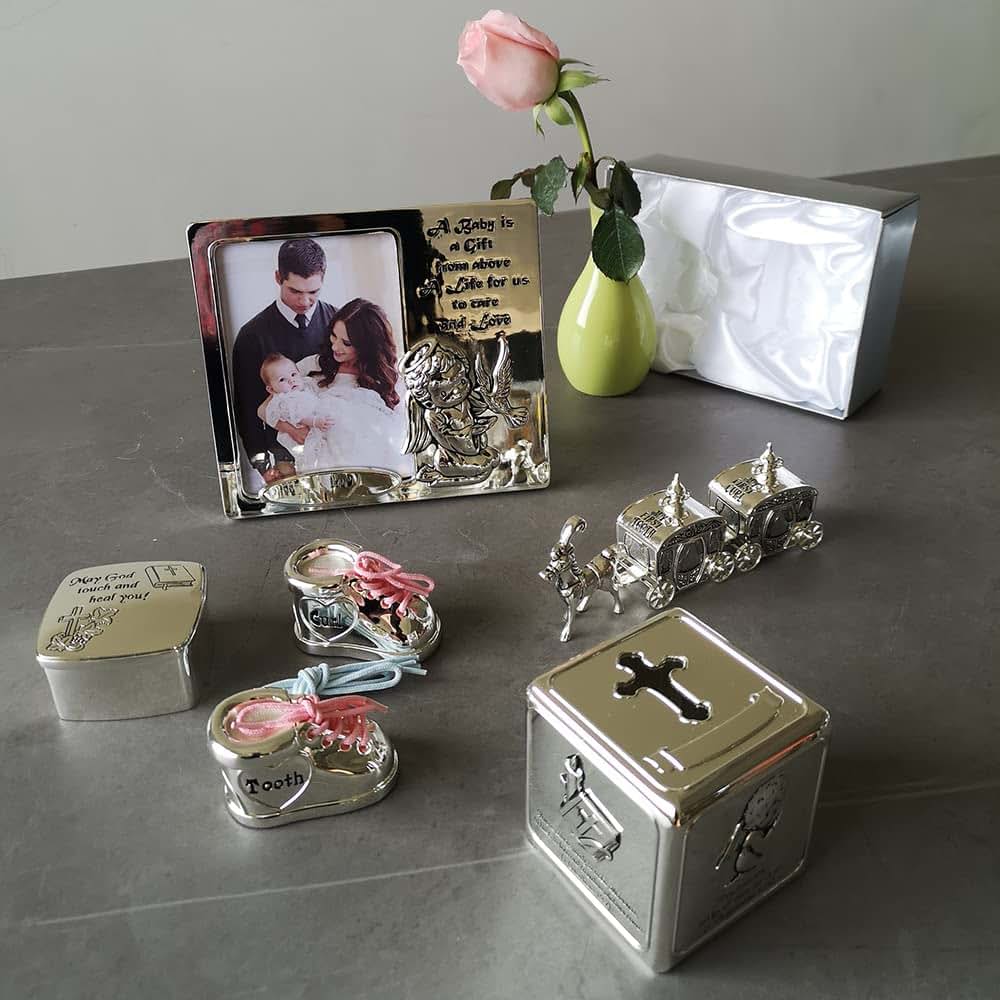 Unisaches Silver Plated Dove Angel 3.5x5 Baby Keepsake Photo Picture Frame for Christening Baptism Confirmation 1st