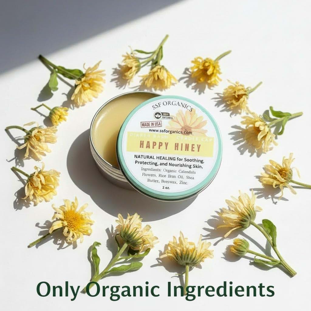 Serendipitous Summer Farms SSF Organics Baby Salve Happy Hiney | Diaper Rash | Calendula Baby Balm | 100% Organic (photo 2)