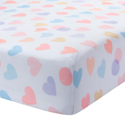 Bedtime Originals Rainbow Hearts Fitted Crib Sheet, White/Peach/Purple
