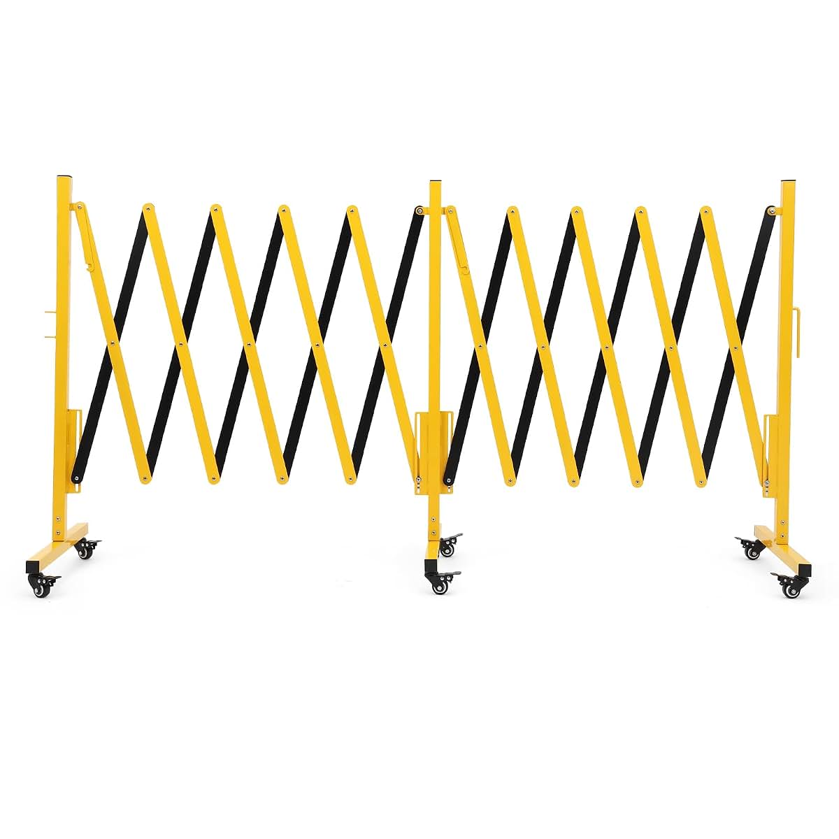 Towallmark Expandable Metal Barricade, 16FT Folding Security Gate with Wheels, Retractable Driveway Gate, Flexible