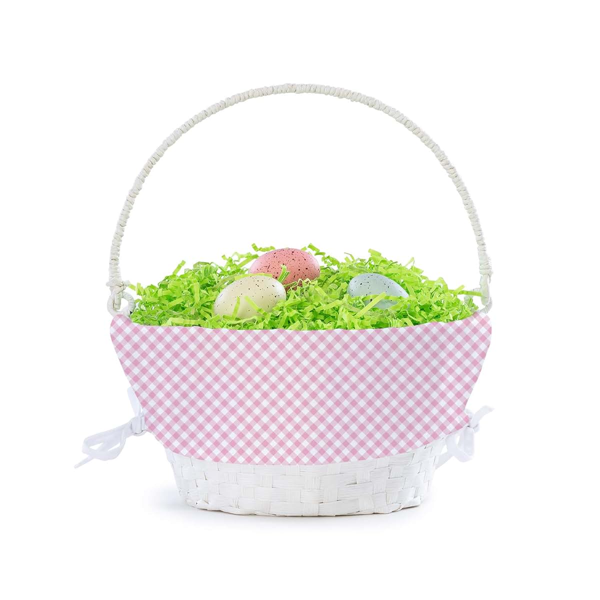 Personalized Planet Personalized Easter Egg Basket with Handle and Custom Name | Pink Gingham Easter Basket Liners (photo 4)