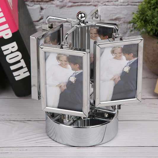 NITRIP Rotating Photo Frame Carousel Photo Stand 360 Degree Rotating 12 Storage Baby Memorial Gift Auto Music Play