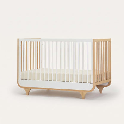 dadada Jolly Solid Wood 3-in-1 Convertible Baby Crib, White/Natural