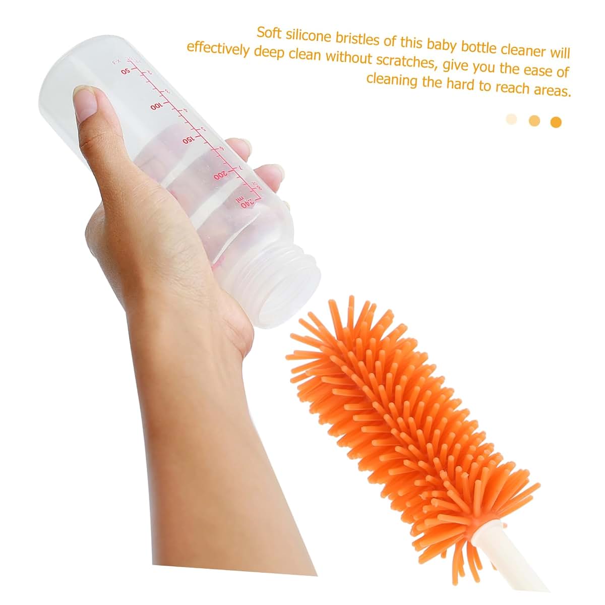 Silicone 3-Piece Cleaning Brush Set for Bottles, Straws, and Pacifiers