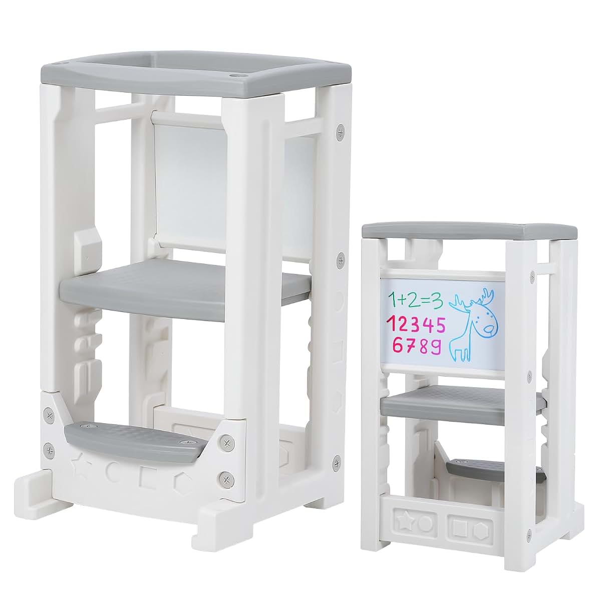 Coucheta Toddler Tower with 4 Adjustable Platform Heights and Whiteboard