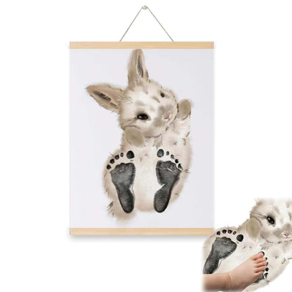 Fivveor Footprint Keepsake Frame, Rabbit Design, Handprint and Paw Print Memory Display